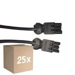 Mehrfachpackung 25x Noxion GST - Kompatibel Verlängerungskabel Schwarz - Männlich + Weiblich - 2m - 3 pole 1,5mm2