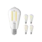 Mehrfachpackung 5x Calex Smart Rustikal LED Glühbirne E27 7W 806lm 1800-3000K CCT Fadenlampe | Tuya Wi-Fi
